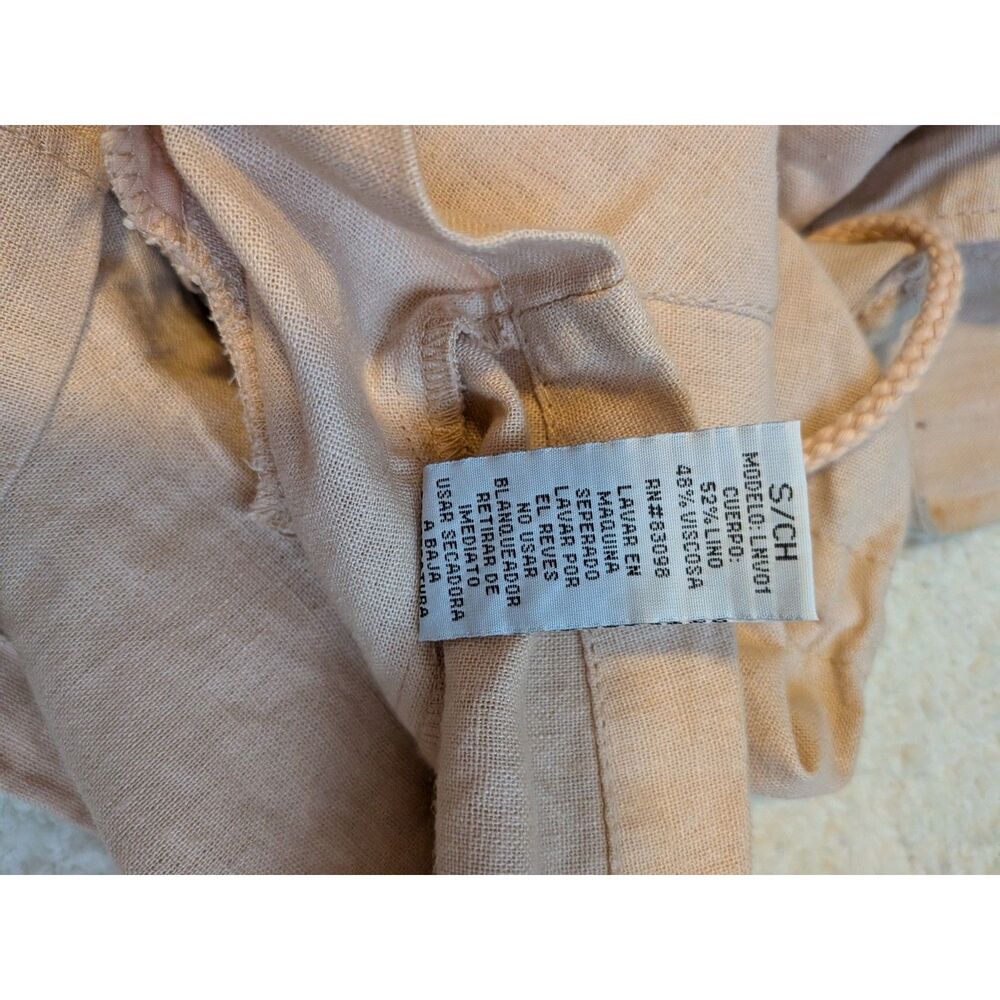 Linen Blend Utility Vest Women Small Peach Summer Military Safari - Picture 5 of 10